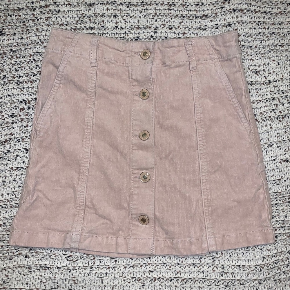 Corduroy Light Pink Forever 21 Button Skirt